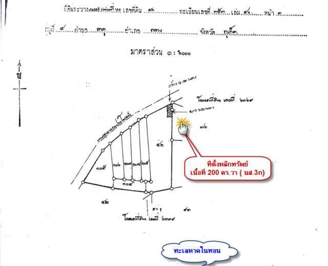ขายที่ดินห่างทะเลหาดในทอน 250 เมตร เนื้อที่  200 ตร.วา ขายเหมา 15 ล้าน