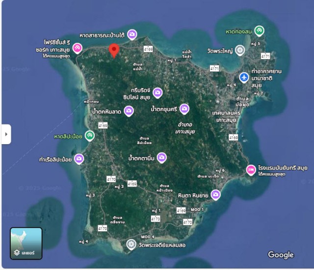 SALE ขายที่ดินบนเกาะสมุย สุราษฎร์ธานี เนื้อที่ 6 ไร่เศษ ขายเหมา 22 ล้าน