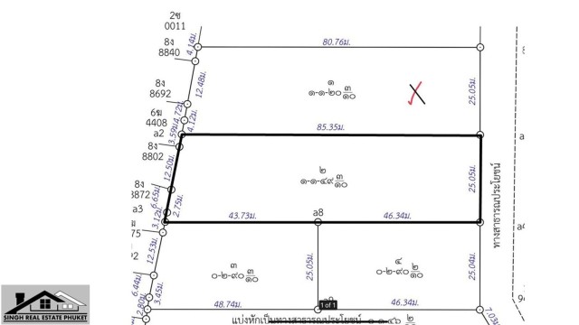 SALEขายที่ดินถลางในซอยน้ำตกโตนไทร เนื้อที่ 1 ไร่เศษ ขายเหมา 9.6 ล้าน