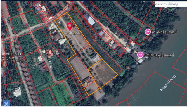 SALEขายที่ดินพร้อมบ้านทรงไทยติดแม่น้ำแม่กลอง สมุทรสงคราม เนื้อที่6ไร่ ขาย55ล้าน