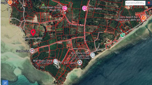 SALEขายที่ดินติดทะเลเกาะสมุย แหลมสอ(ตลิ่งงาม) เนื้อที่ 27 ไร่เศษขาย 12ล้านต่อไร่