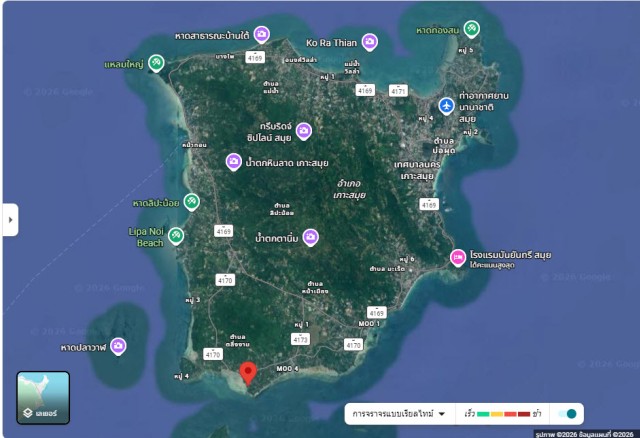 SALEขายที่ดินติดทะเลเกาะสมุย แหลมสอ(ตลิ่งงาม) เนื้อที่ 27 ไร่เศษขาย 12ล้านต่อไร่