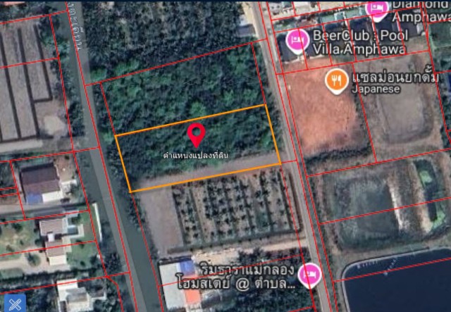 SALEขายที่ดินติดคลองนางตะเคียน เมืองสมุทรสงคราม เนื้อที่ 2 ไร่เศษขาย 6.8 ล้าน